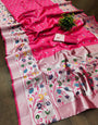 Impressive Dark Pink Paithani Silk Saree With Attractive Blouse Piece