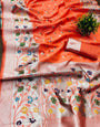 Girlish Orange Paithani Silk Saree With Alluring Blouse Piece
