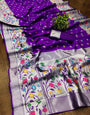 Beautiful Purple Paithani Silk Saree With Mesmerising Blouse Piece