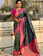 Demanding Dark Green Soft Silk Saree With Panache Blouse Piece