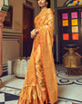 Innovative Orange Soft Banarasi Silk Saree With Phenomenal Blouse Piece