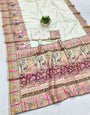 Allure Beige Nylon Dola Pashmina Saree With Pleasurable Blouse Piece