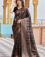 Mellifluous Black Kanjivaram Silk Saree With Divine Blouse Piece
