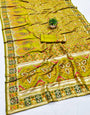 Super extravagant Mehandi Nylon Dola Pashmina Saree With Exquisite Blouse Piece