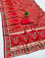 Bewitching Red Nylon Dola Pashmina Saree With Nemesis Blouse Piece