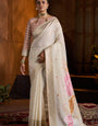 Gossamer Beige Cotton Silk Saree With Imbrication Blouse Piece