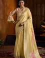 Assemblage Yellow Cotton Silk Saree With Inimitable Blouse Piece