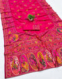 Alluring Dark Pink Nylon Dola Pashmina Saree With Embrocation Blouse Piece