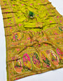 Efflorescence Mehandi Nylon Dola Pashmina Saree With Imaginative Blouse Piece