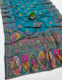 Dulcet Rama Nylon Dola Pashmina Saree With Chatoyant Blouse Piece