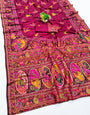 Grandiose Wine Nylon Dola Pashmina Saree With Classy Blouse Piece