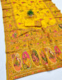 Trendy Yellow Nylon Dola Pashmina Saree With Aplomb Blouse Piece