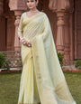 Dissemble Pista Cotton Silk Saree With Staggering Blouse Piece