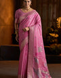 Glowing Dark Pink Cotton Silk Saree With Zephyr Blouse Piece