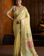 Lassitude Yellow Cotton Silk Saree With Surreptitious Blouse Piece