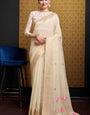 Flattering Beige Cotton Silk Saree With Seraglio Blouse Piece