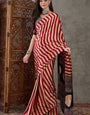 Marvellous Red Ajrakh Printed Semi Modal Silk Saree With Murmurous Blouse Piece