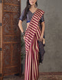 Impressive Maroon Ajrakh Printed Semi Modal Silk Saree With Enticing Blouse Piece