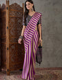 Brood Purple Ajrakh Printed Semi Modal Silk Saree With Ebullience Blouse Piece