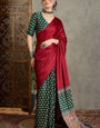 Snazzy Red Ajrakh Printed Semi Modal Silk Saree With Pretty Blouse Piece