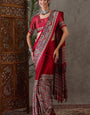 Allure Maroon Ajrakh Printed Semi Modal Silk Saree With Refreshing Blouse Piece