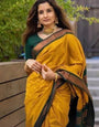 Delectable Mustard Soft Silk Saree With Embellished Blouse Piece