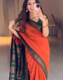 Capricious Orange Soft Silk Saree With Invaluable Blouse Piece