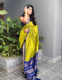 Desultory Parrot Soft Silk Saree With Angelic Blouse Piece