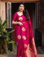Nemesis Dark Pink Soft Silk Saree With Staring Blouse Piece