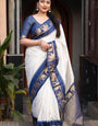 Ephemeral Off White Soft Silk Saree With Girlish Blouse Piece