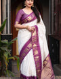 Ethereal Off White Soft Silk Saree With Ideal Blouse Piece