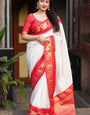 Dulcet Off White Soft Silk Saree With Enticing Blouse Piece