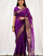 Jam Purple Maheshawari Cotton Silk Saree