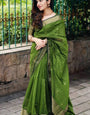 Swamp Green Maheshawari Cotton Silk Saree