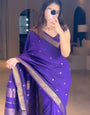 Divine Purple Soft Silk Saree With Propinquity Blouse Piece