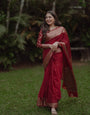 Blissful Maroon Soft Silk Saree With Staring Blouse Piece