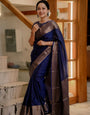 Incredible Navy Blue Soft Silk Saree With Sonorous Blouse Piece