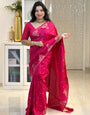 Jazzy Dark Pink Soft Silk Saree With Unique Blouse Piece