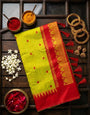 Verdant Green Cotton Silk Saree With Glorious Blouse Piece