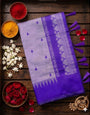 Alluring Lavender Cotton Silk Saree With Blooming Blouse Piece