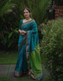 Evanescent Rama Soft Silk Saree With Ravishing Blouse Piece