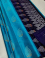 Adorable Firozi Soft Silk Saree With Enamoring Blouse Piece