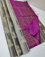 Excellent Grey Soft Silk Saree With Amazing Blouse Piece