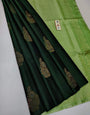 Flaunt Dark Green Soft Silk Saree With Effervescent Blouse Piece