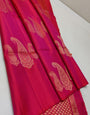 Desirable Dark Pink Soft Silk Saree With Murmurous Blouse Piece