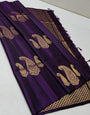 Fancifull Purple Soft Silk Saree With Incomparable Blouse Piece