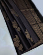 Dalliance Black Soft Silk Saree With Rhapsodic Blouse Piece