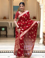 Exuberant Red Soft Banarasi Silk Saree With Dalliance Blouse Piece