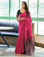 Glowing Dark Pink Soft Silk Saree With Surpassing Blouse Piece