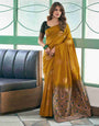 Ravishing Mustard Soft Silk Saree With Opulent Blouse Piece